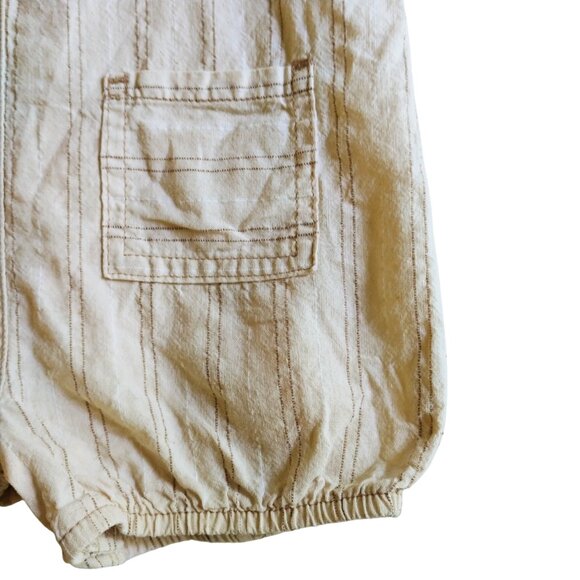 Zip Zap Linen Blend Stripe Camel Romper 12-18 Months - Picture 3 of 10